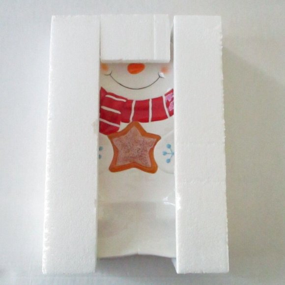 Home Accents Red Scarf Snowman Star Snowflakes Christmas Ceramic Platter Plate - Picture 12 of 12